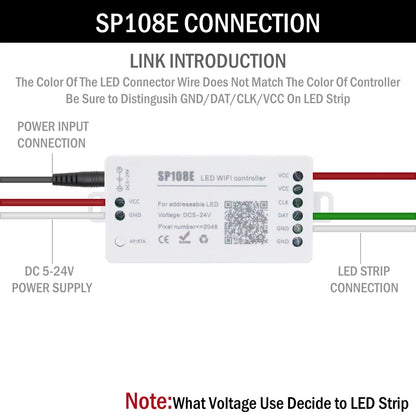 WS2812B WS2811 WS2815 RGBIC Pixels LED Strip Controller Bluetooth SP110E SP611E WIFI SP108E SP511E SP801E Music SP107E SP601E