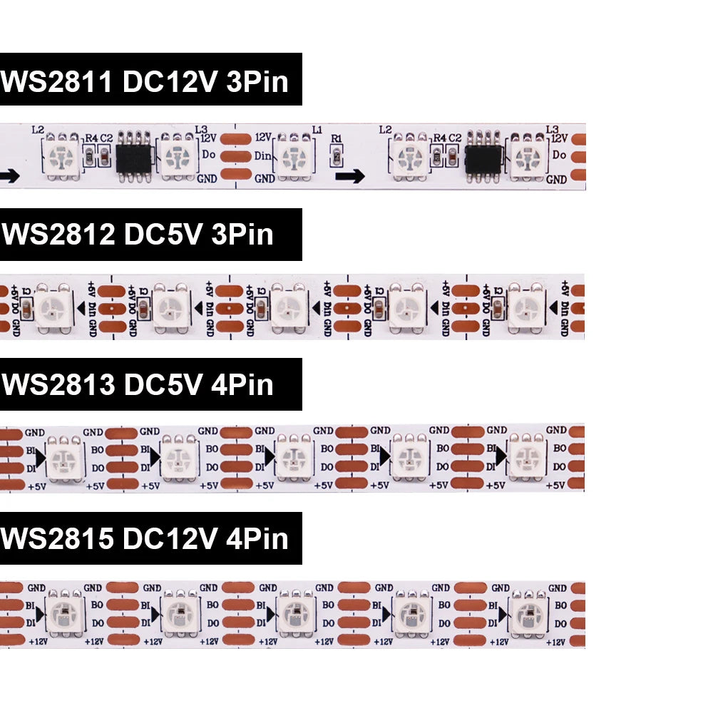 WS2812B WS2811 WS2813 WS2815 RGB LED Strip WS2812 Individually Addressable 30/60/144pixels/Leds/M Tape Light IP30/65/67 DC5V/12V